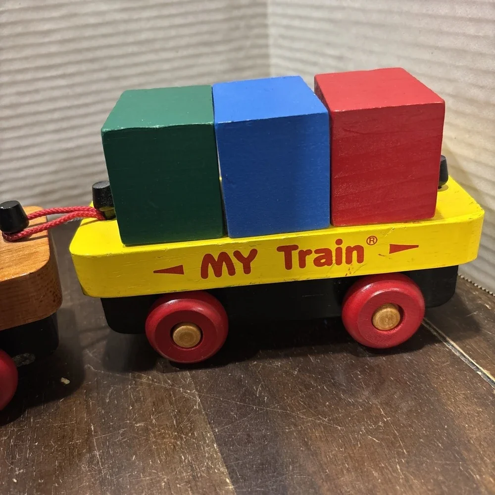 VTG‎ 90s Montgomery Schoolhouse Inc My Train Wooden Train Set USA Made